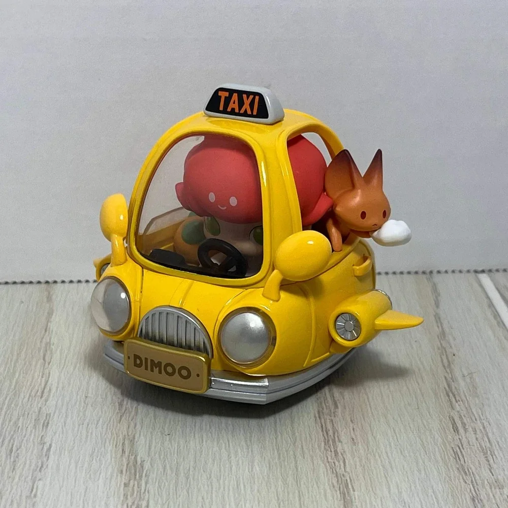 Pop Mart Dimoo World Where We Go Series Speedy Taxi Car Figure Fox Yellow Wheels